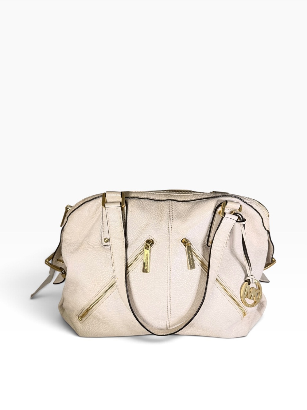 Michael Kors Portland Cream Leather Satchel Shoulder Bag Handbag